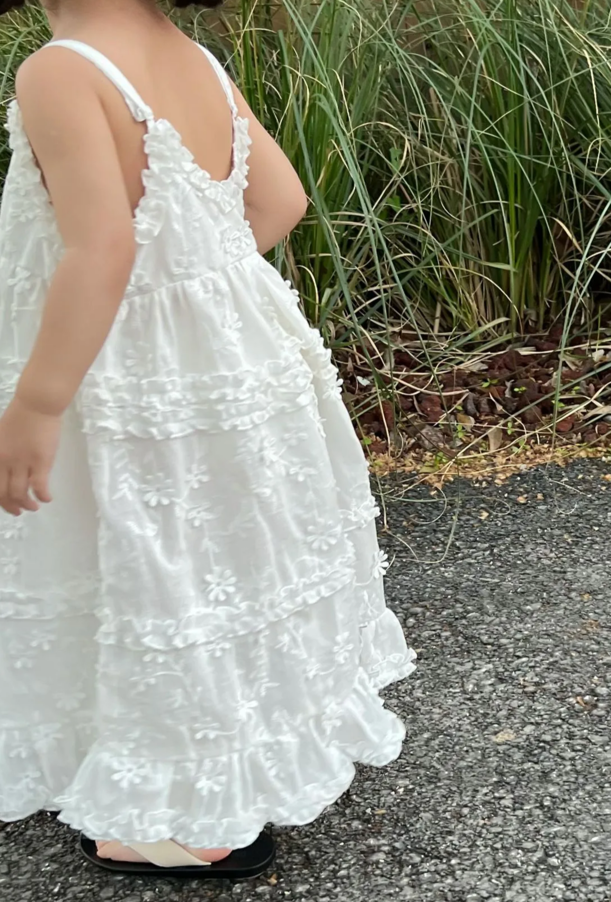 LILY RUFFLE MAXI SUMMER DRESS IN WHITE - Vintage Blossom